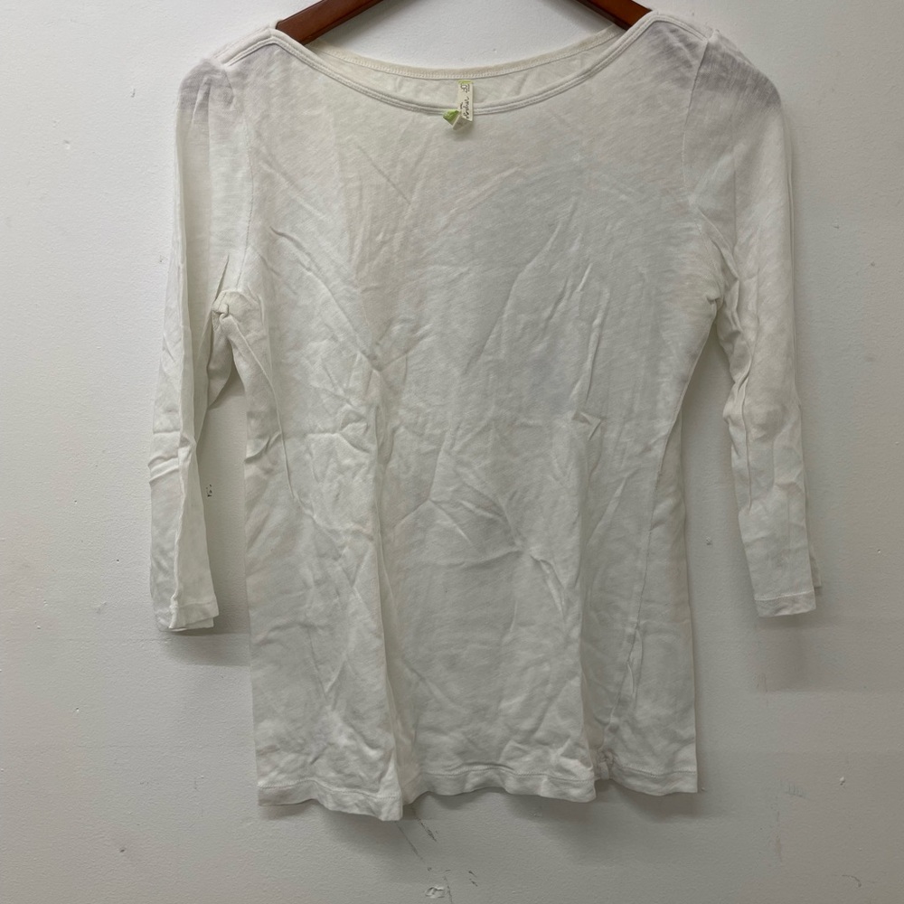 Ann Taylor Loft Women's 3/4 Sleeve White Voyage Tee Size Medium